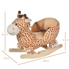 HOMCOM Ride on Unicorn Flush Rocking Horse Ride on Toys, Giraffe Shape, Fit for 3-6 Kids, Playing Nursery Rhymes | Aosom UK