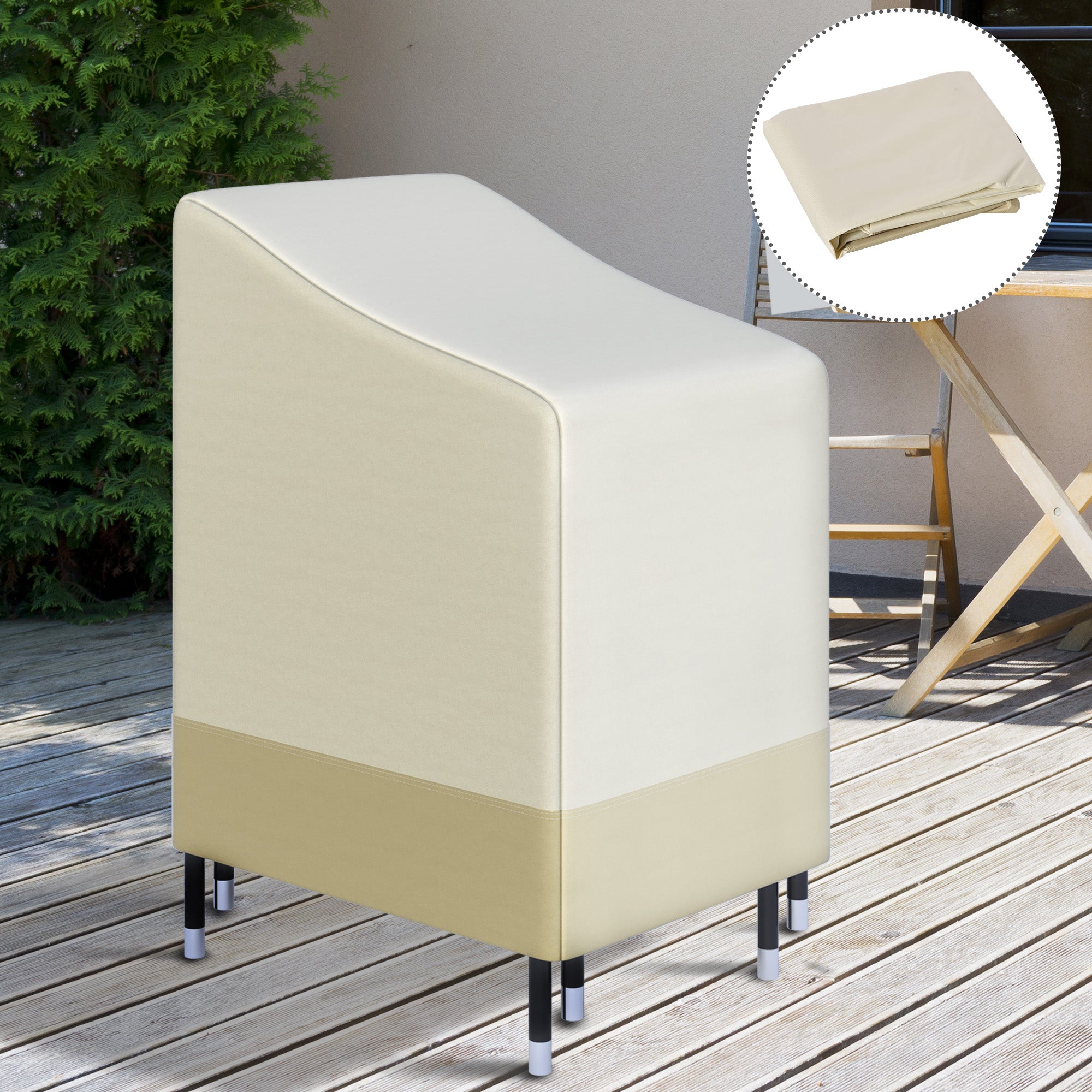 Outsunny Waterproof Furniture Cover, 600D Oxford Cloth for Wicker Chairs, Patio Rattan Seat Outdoor Protector, L70*W90*H115cm