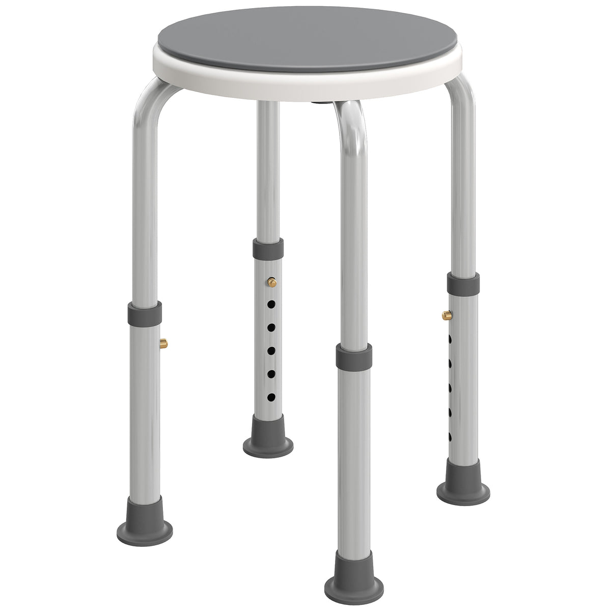 Kozy - 360° Swivel Shower Chair, Height Adjustable Aluminium Shower Stool with Non-Slip Feet for Disabled, Elderly, Grey
