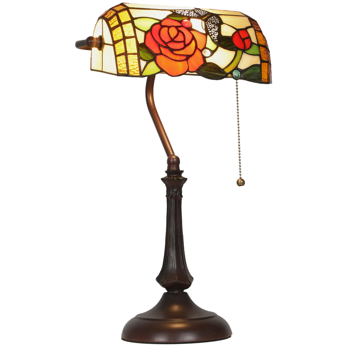 Kozy Tiffany-Style Rose and Butterfly Table Lamp - Multi