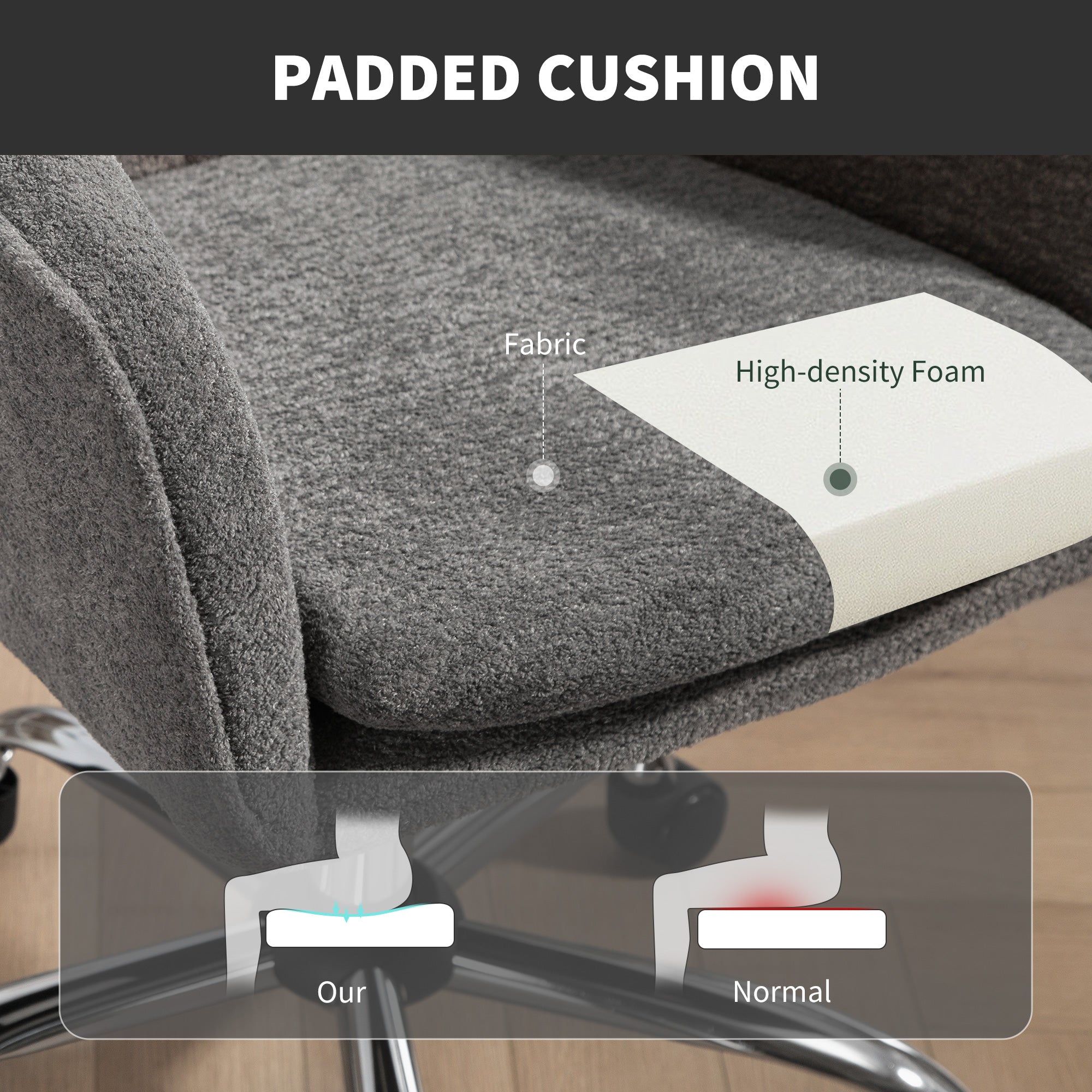 Kozy - Velvet-Feel Office Chair - Grey