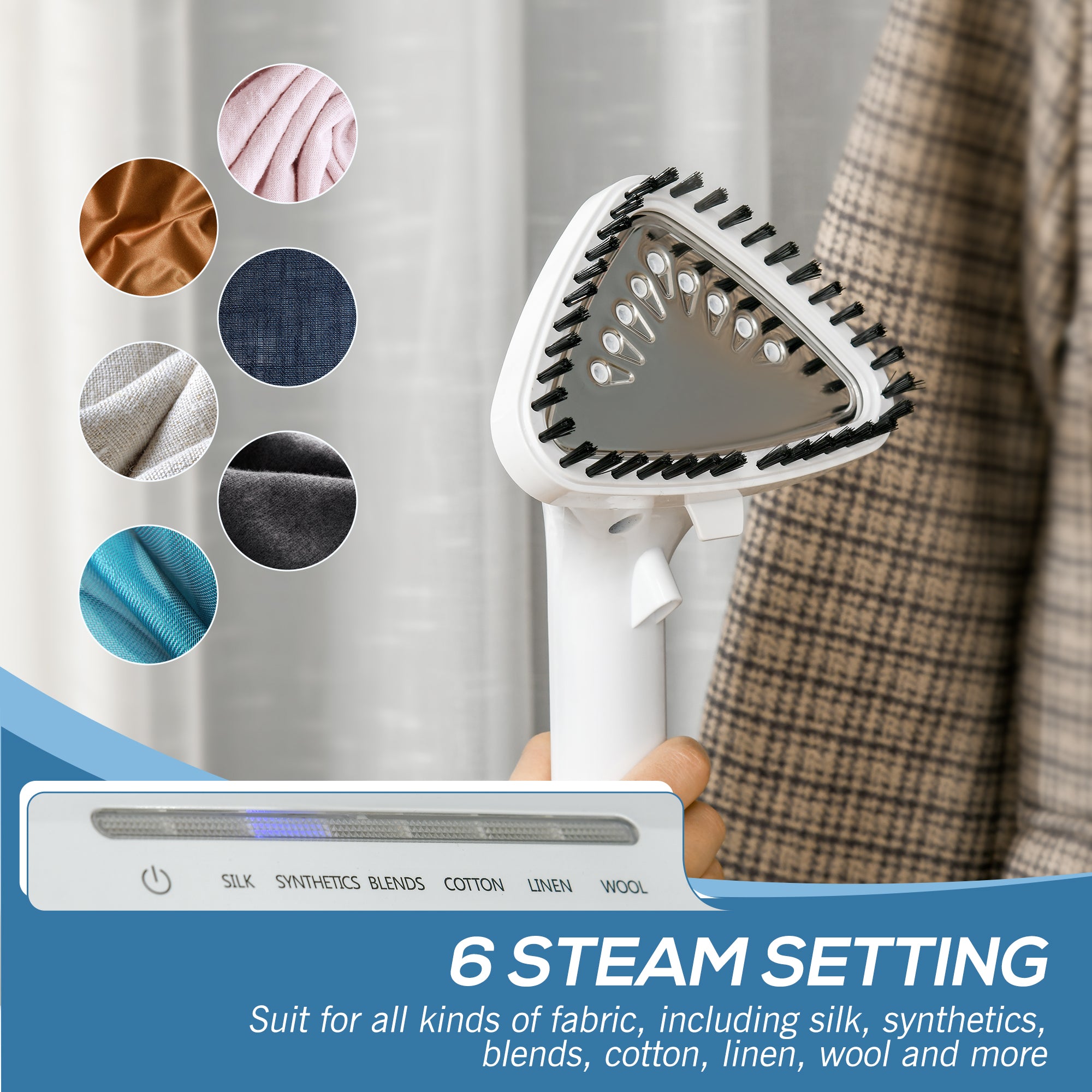 Kozy Upright Garment Clothes Steamer with 6 Steam Setting, 45s Fast Heat-up, 1.7L Water Tank and 35g/min steam flow, Wrinkle and Odour Remover Suitable for all Fabrics, 1960W, White