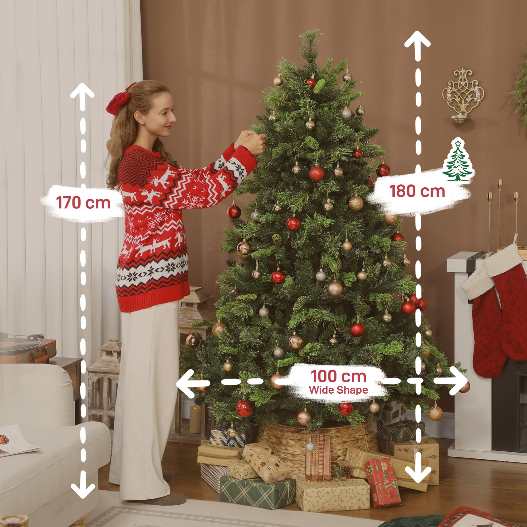 Kozy - 180cm Carolina Pine Christmas Tree with Colourful DIY Synchronized LED Lights and Remote
