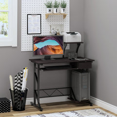 HOMCOM Wooden Computer Desk with Display Shelf, Executive PC Workstation for Home Office, Brown | Aosom UK