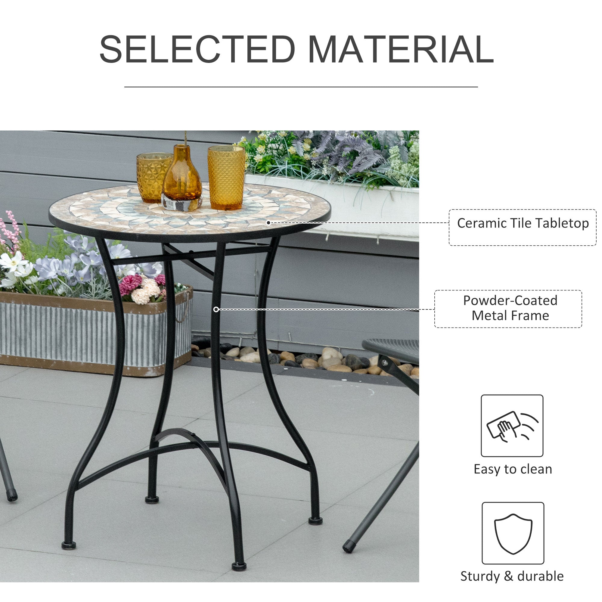 Kozy 60cm Mosaic Outdoor Patio Table - Green