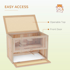 PawHut Wooden Hamster Cage Small Animal House Pets at Home, 60 x 35 x 42 cm