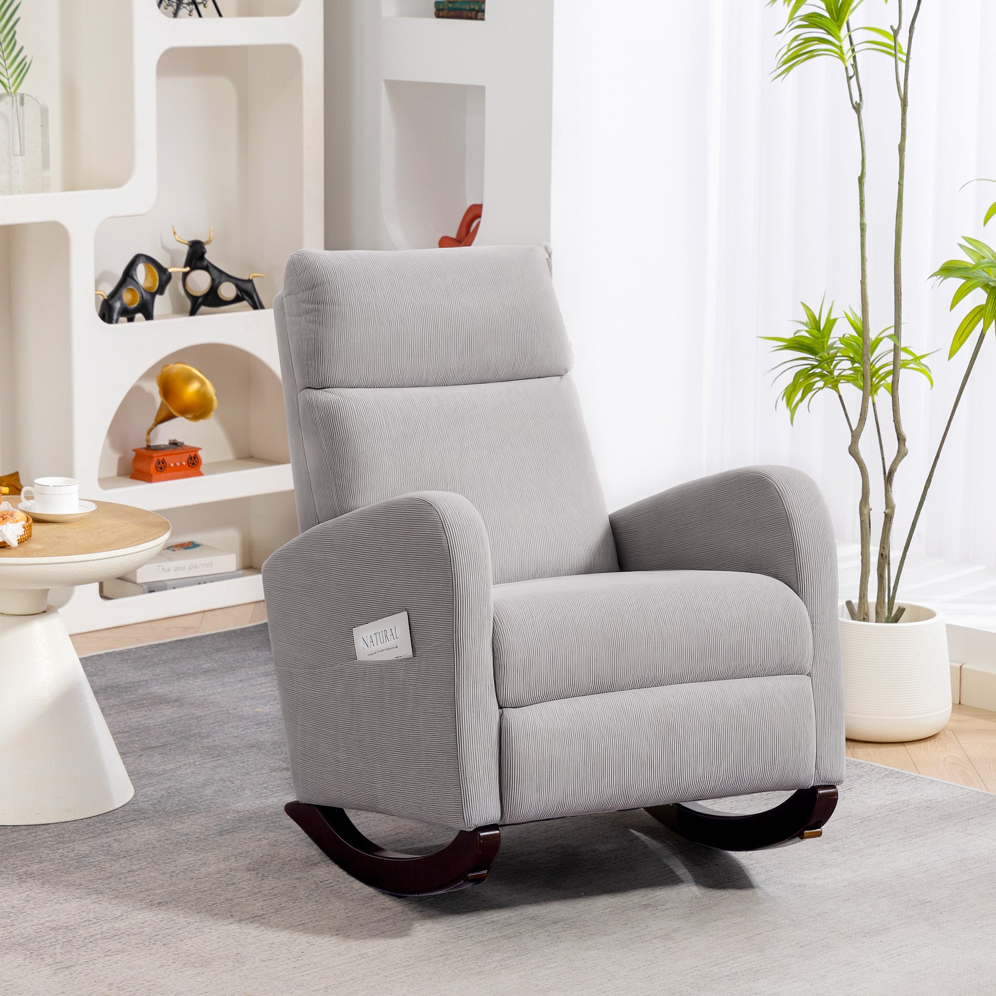 Kozy - Corduroy Rocking Armchair - Grey