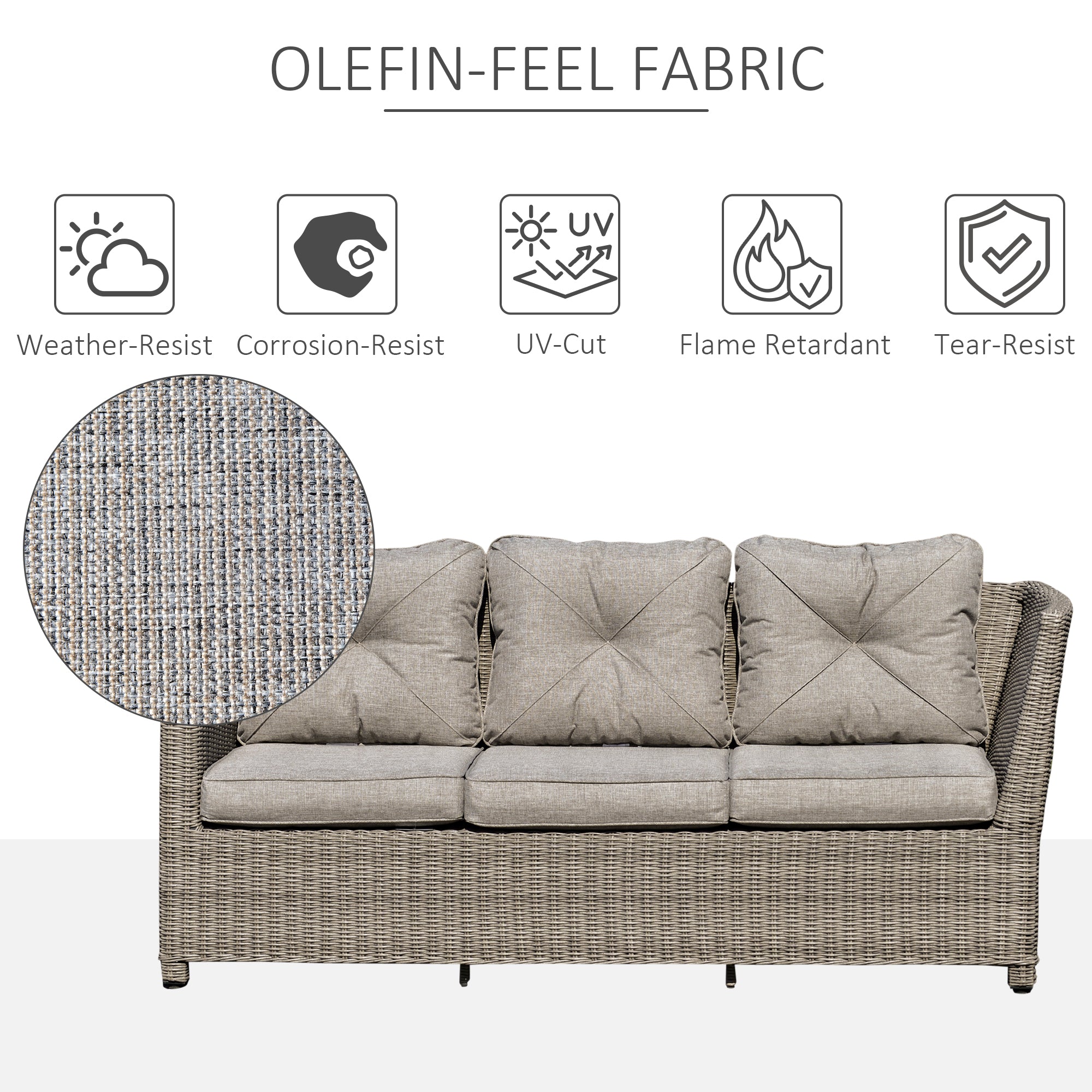 Kozy 8-Seater Outdoor PE Rattan Sofa Set Conversation Set w/ Fire Pit Table, L-Shape Sofa, Footstool and Furniture Cover