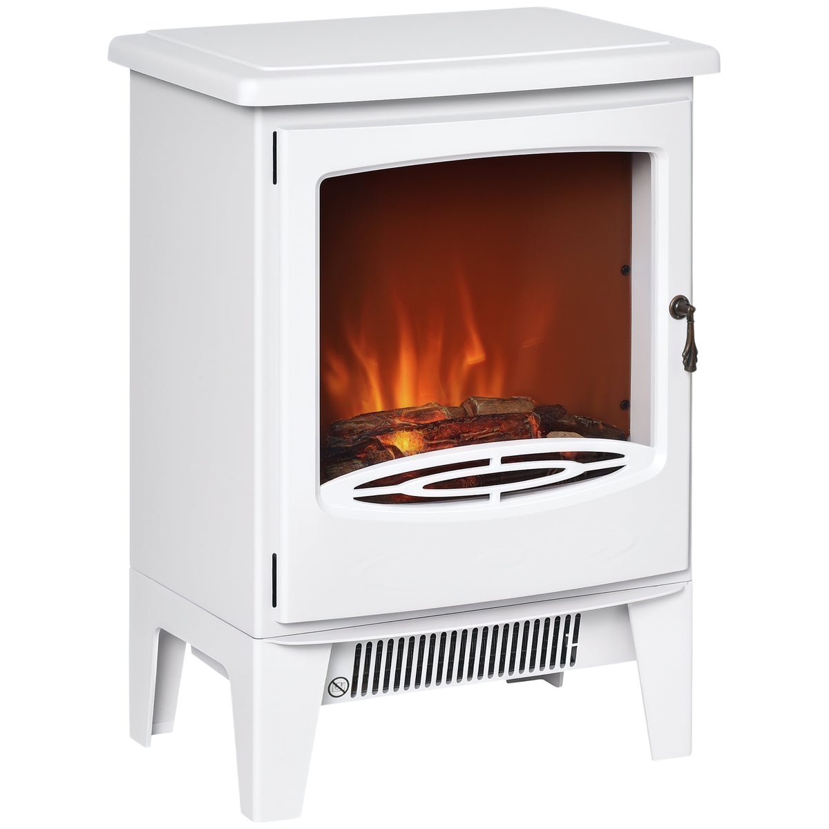 Kozy - Electric Fireplace Stove, Free standing Fireplace Heater with Realistic LED Flame Effect, Overheat Safety Protection, 900W/1800W, White