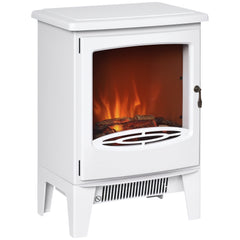 Kozy - Electric Fireplace Stove, Free standing Fireplace Heater with Realistic LED Flame Effect, Overheat Safety Protection, 900W/1800W, White