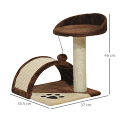 PawHut Cat Scratching Post, Indoor Activity Centre, Kitten Climber with Scratcher, Hanging Ball, Brown