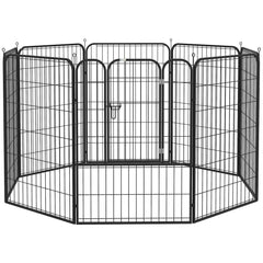PawHut Heavy Duty 8 Panel Dog Play Pen Pet Playpen for Puppy Rabbit Enclosure Foldable Indoor Outdoor 80 x 100 cm | Aosom UK