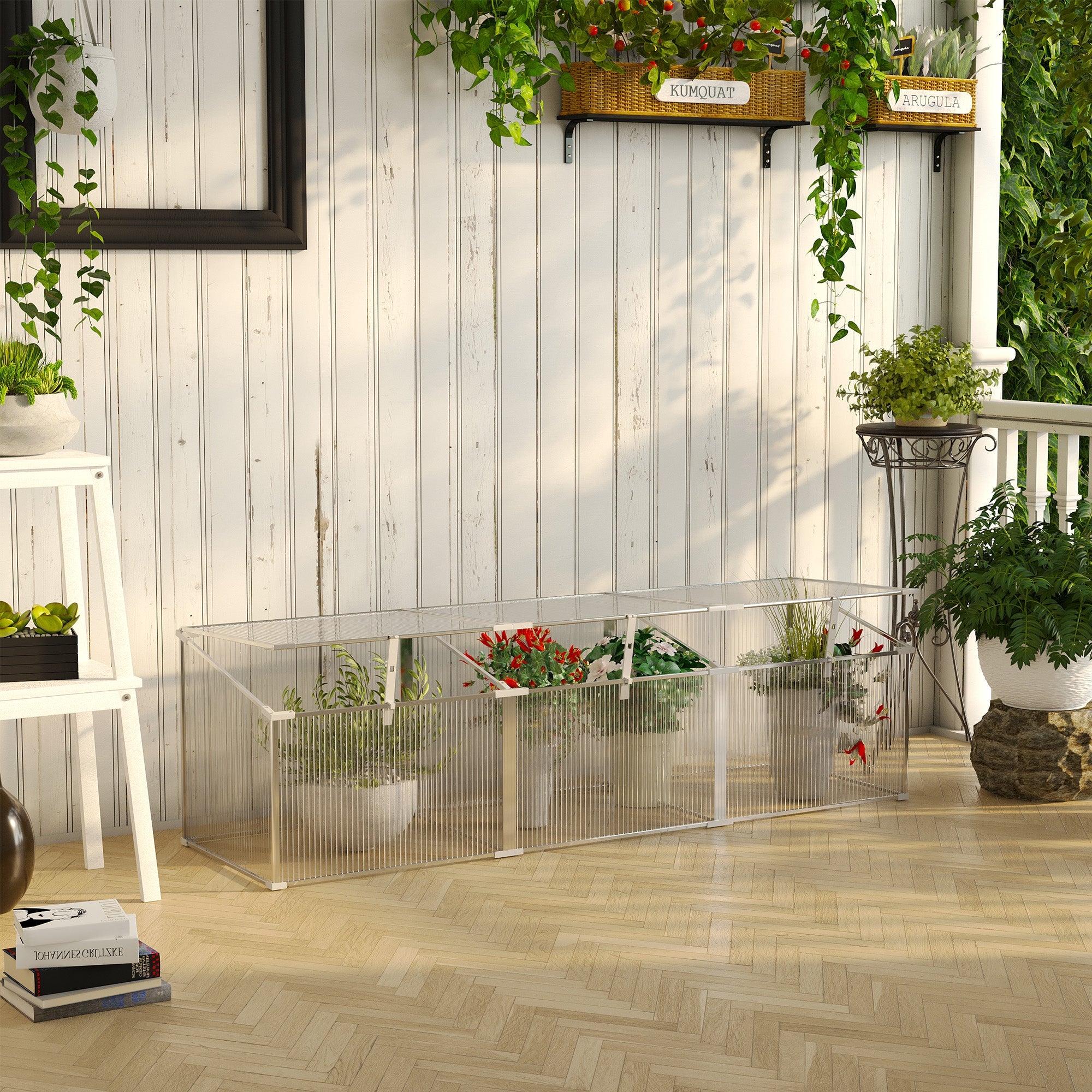 Outsunny Polycarbonate Greenhouse: Aluminium Cold Frame for Flowers & Vegetables, 180 x 51 x 51cm | Aosom UK