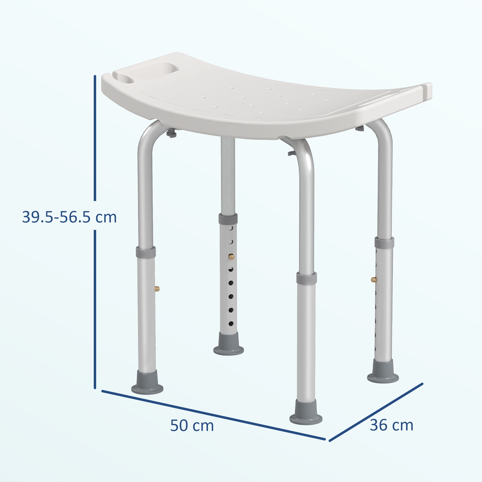 Kozy Height Adjustable Bath Stool, Aluminium Shower Stool with Non-Slip Pads for Elderly, Disabled, Seniors, Pregnant, White