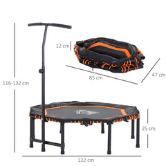 HOMCOM 48” Octagonal Mini Trampoline Rebounder Indoor Outdoor Foldable Mini Jumper with Adjustable Handle