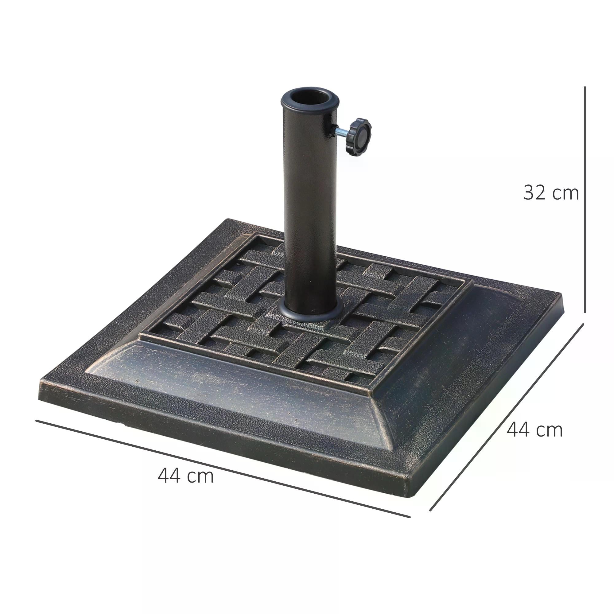 Outsunny Garden Parasol Base: Heavy-Duty 44cm Square Bronze Resin, Weatherproof, Elegant Design | Aosom UK