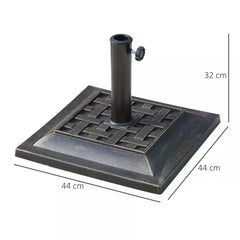 Outsunny Garden Parasol Base: Heavy-Duty 44cm Square Bronze Resin, Weatherproof, Elegant Design | Aosom UK