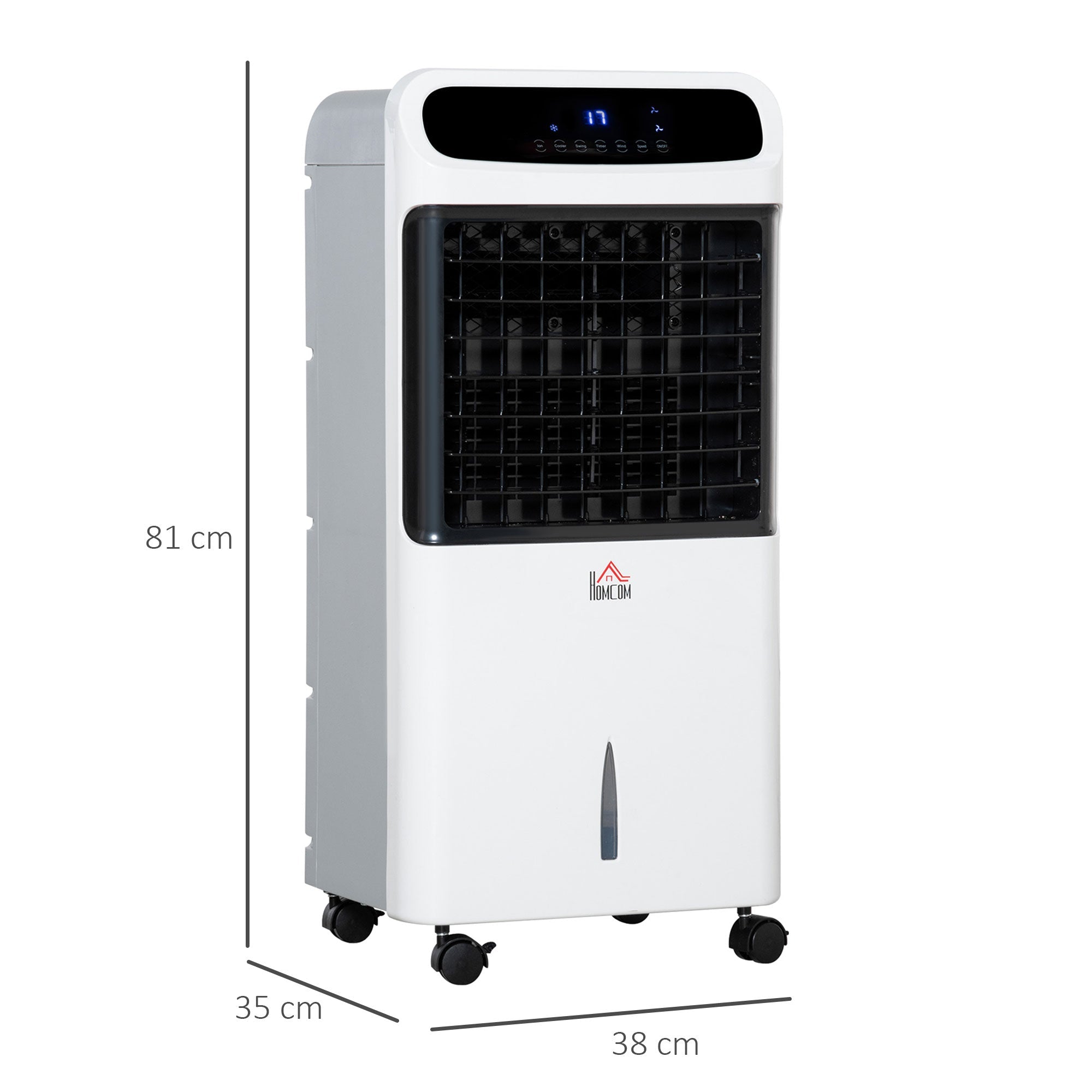 HOMCOM 32" Mobile Air Cooler, Evaporative Anion Ice Cooling Fan Water Conditioner Humidifier Unit w/3 Modes, Remote Controller, Timer | Aosom UK
