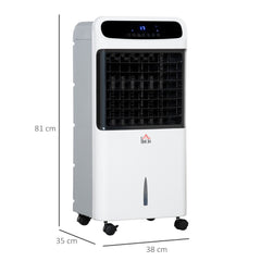 HOMCOM 32" Mobile Air Cooler, Evaporative Anion Ice Cooling Fan Water Conditioner Humidifier Unit w/3 Modes, Remote Controller, Timer | Aosom UK