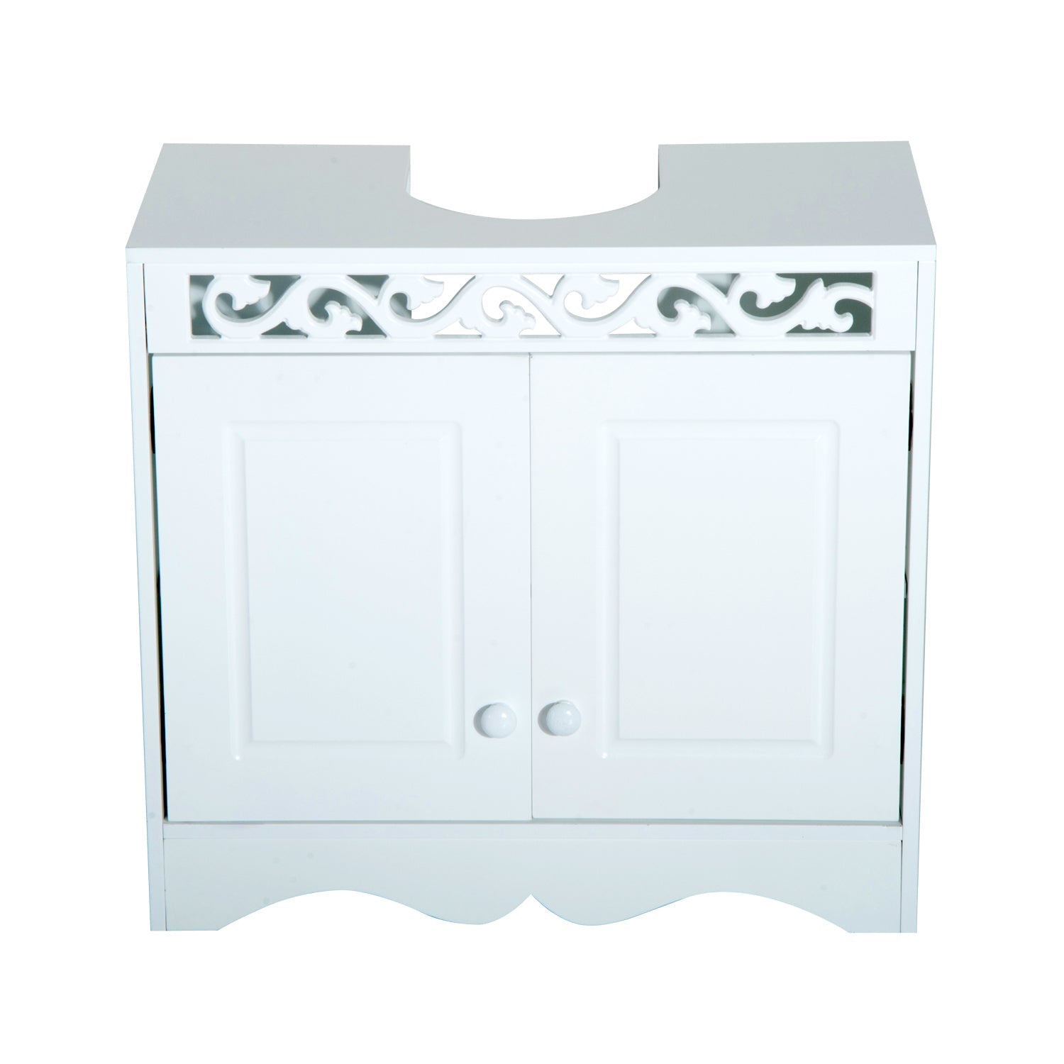 HOMCOM Wooden Under Sink Bathroom Cabinet, 2 Door Storage Cupboard, Space Saving Vanity Units | Aosom UK