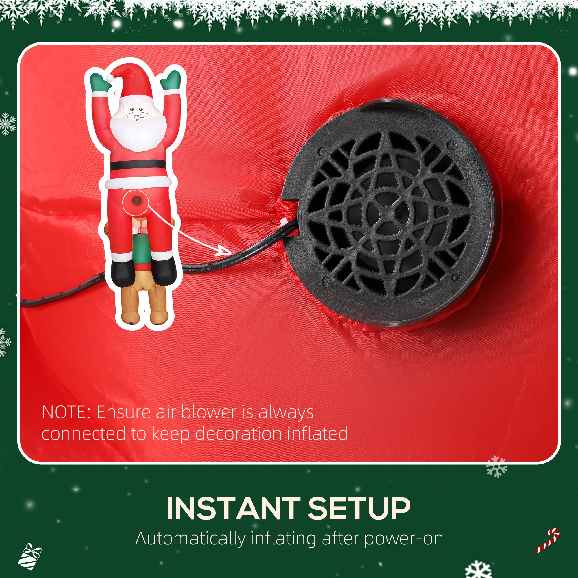 Kozy 7FT Hanging Christmas Inflatable Santa with Dog, Christmas Blow Up Decoration with Built-in LED Lights for Garden, Indoor Outdoor Home Decor