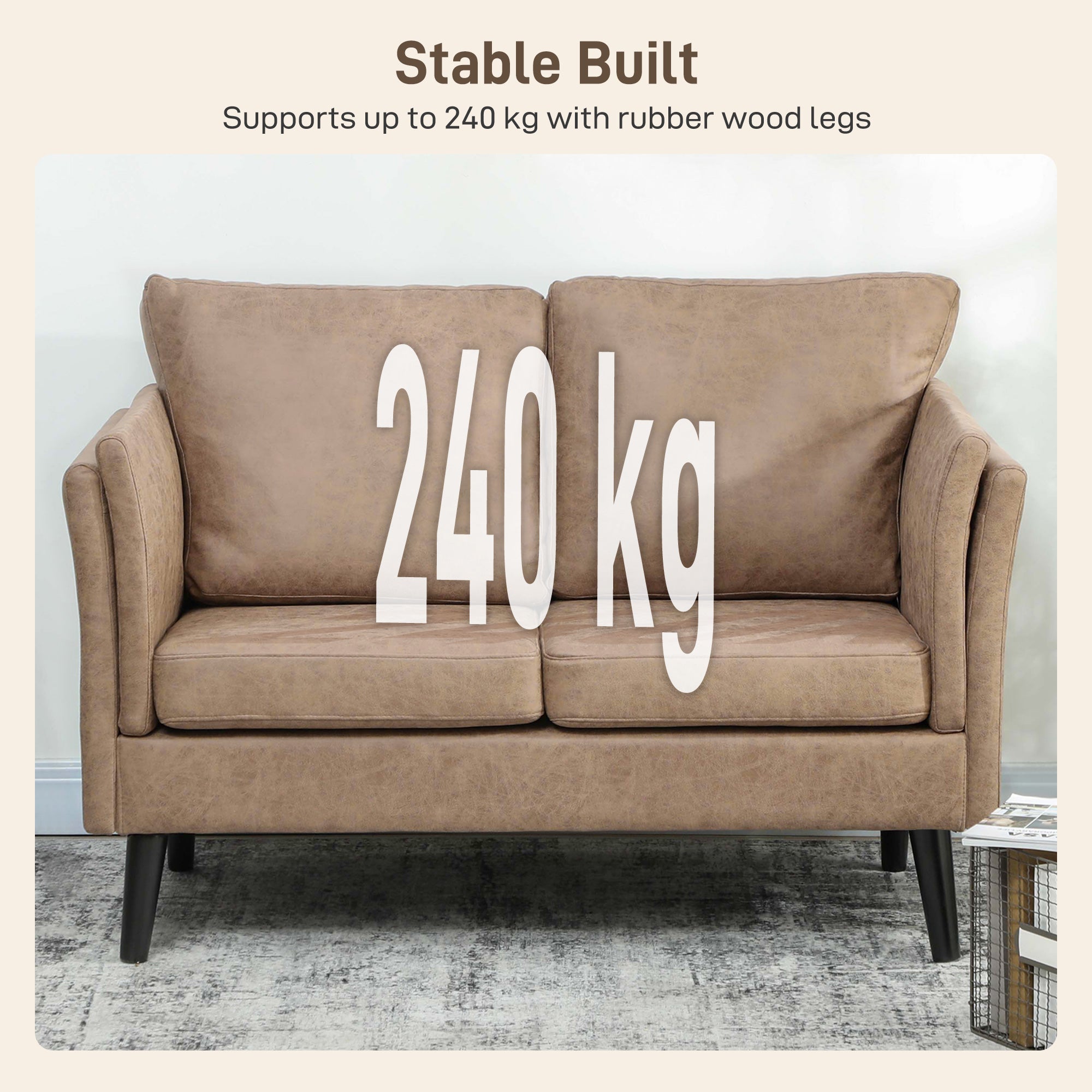 Kozy - Two-Seater Leathaire Sofa - Light Brown