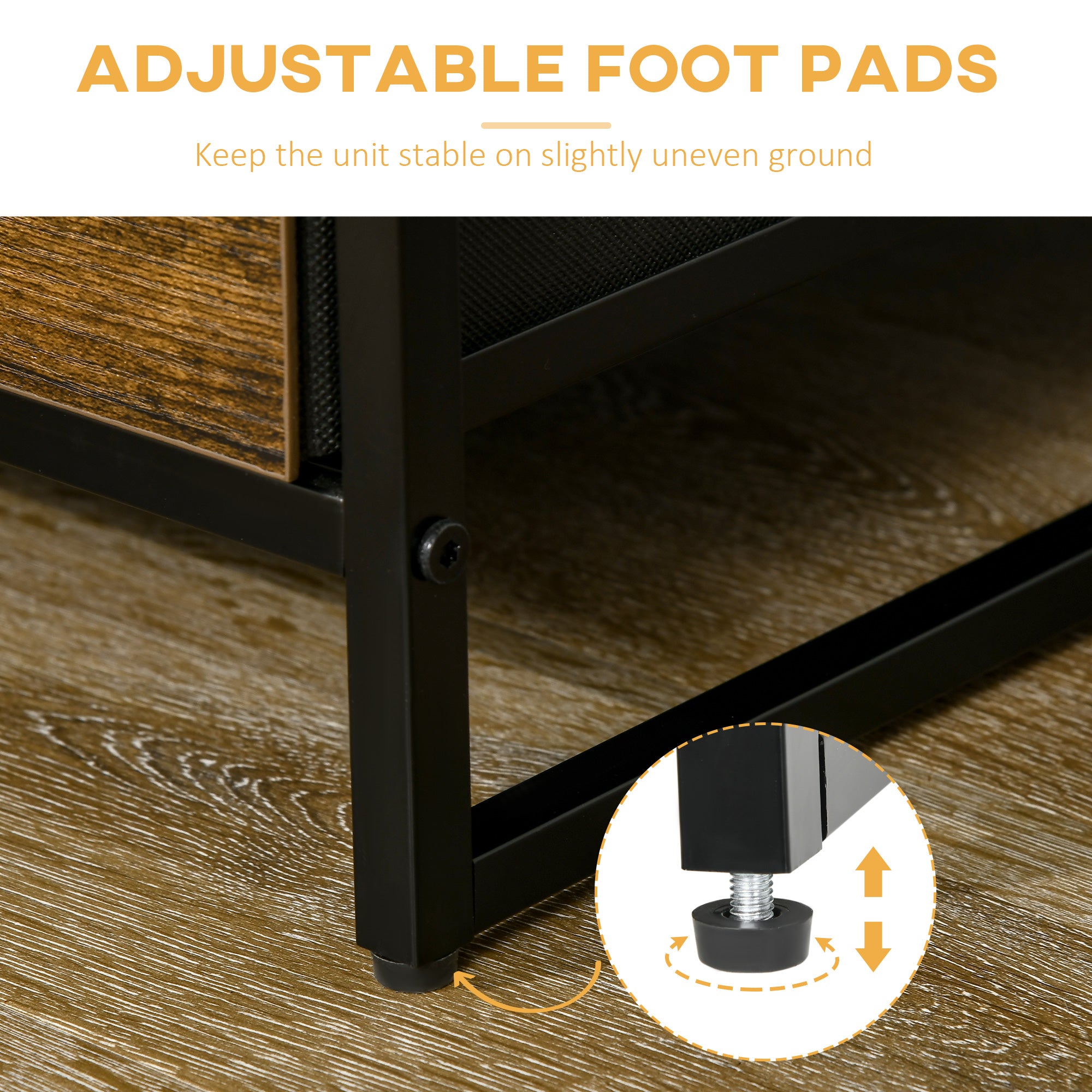 Kozy Industrial Storage Cabinet with 2 Open Shelves and 3 Foldable Fabric Drawers, Multifunctional Bookshelf in Living Room, Study, Bedroom, Rustic Brown