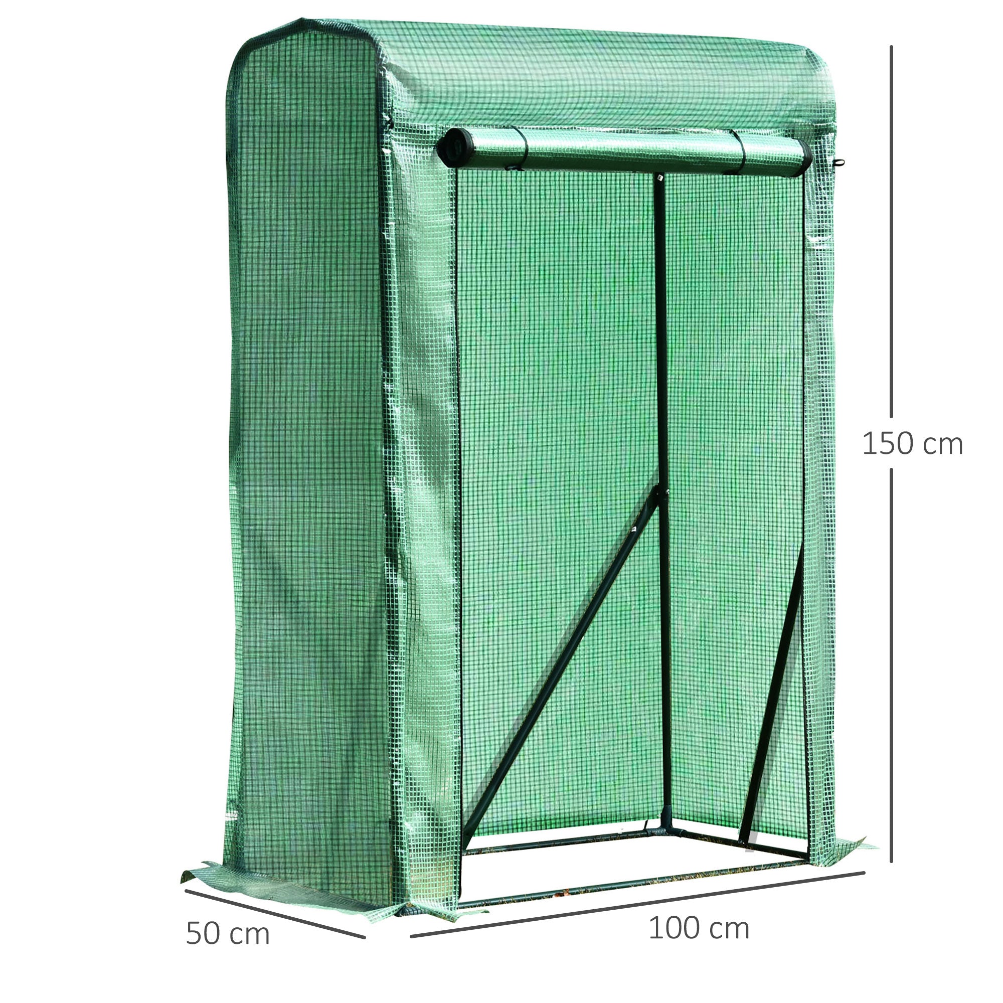 Outsunny Outdoor PE Greenhouse Steel Frame Plant Cover with Zipper 100L x 50W x 150HCM