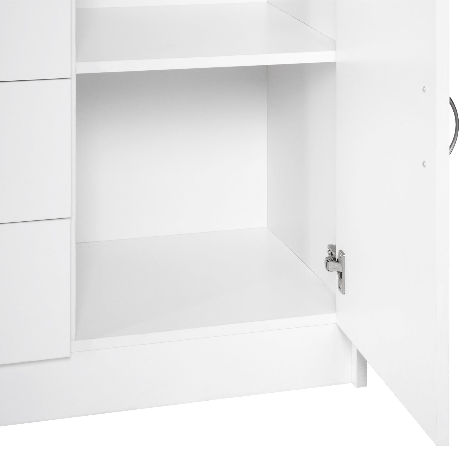 HOMCOM Sideboard, Storage Cabinet with 2 Doors and 4 Drawers, Free Standing Cupboard, Chest Organizer for Kitchen and Living Room, White