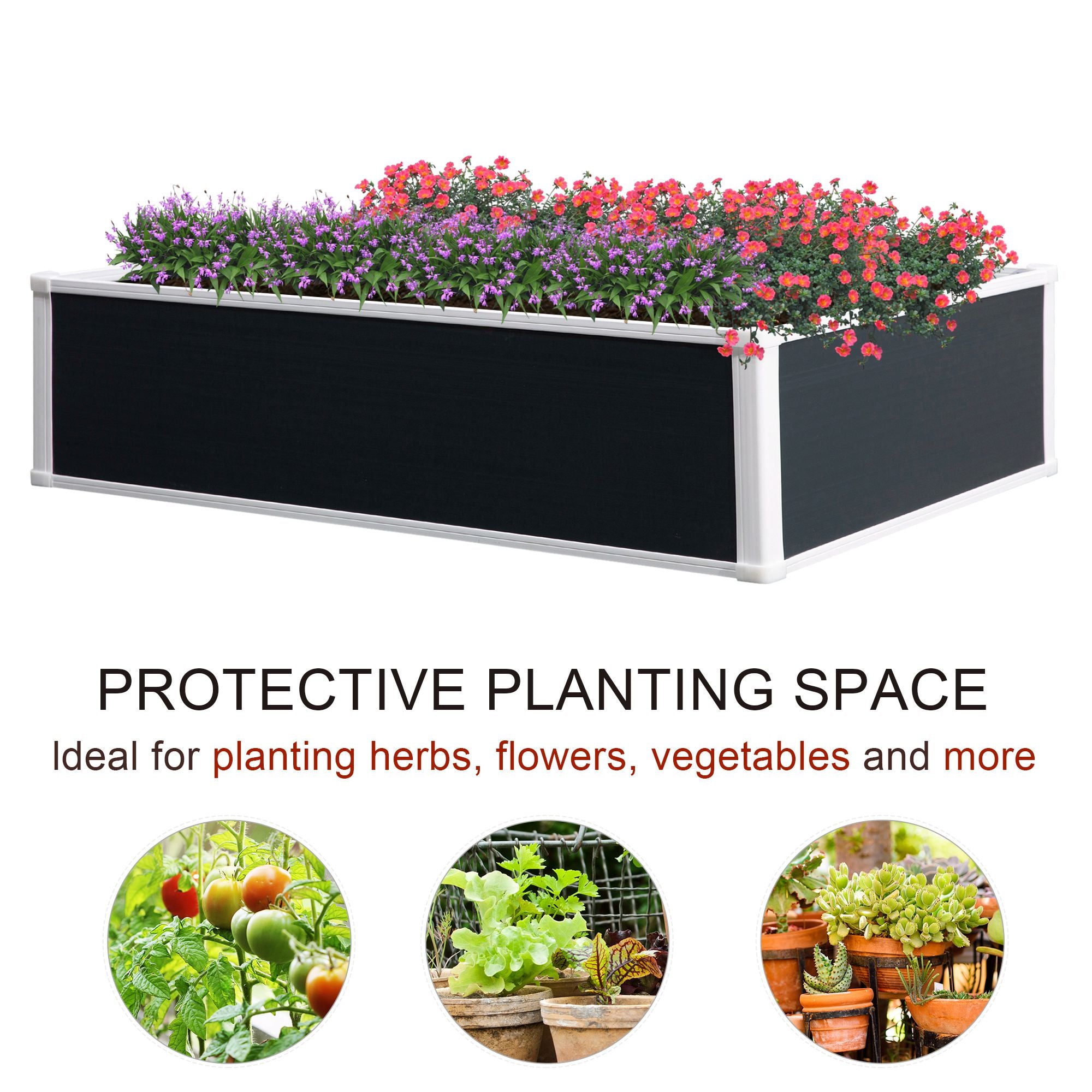 Kozy 302L Raised Garden Bed, Weather-resistant PP Planter Box Containers for Outdoor Patio Plant Flower Vegetable, 120 x 90 x 30 cm