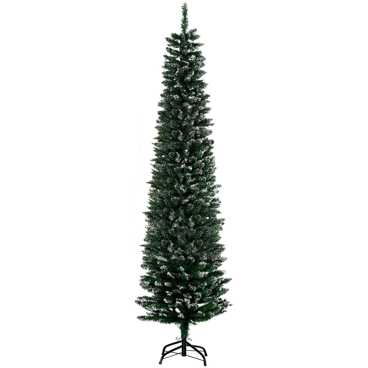 Kozy 6FT Artificial Snow Dipped Christmas Tree Xmas Pencil Tree Holiday Home Indoor Decoration with Foldable Black Stand, Green