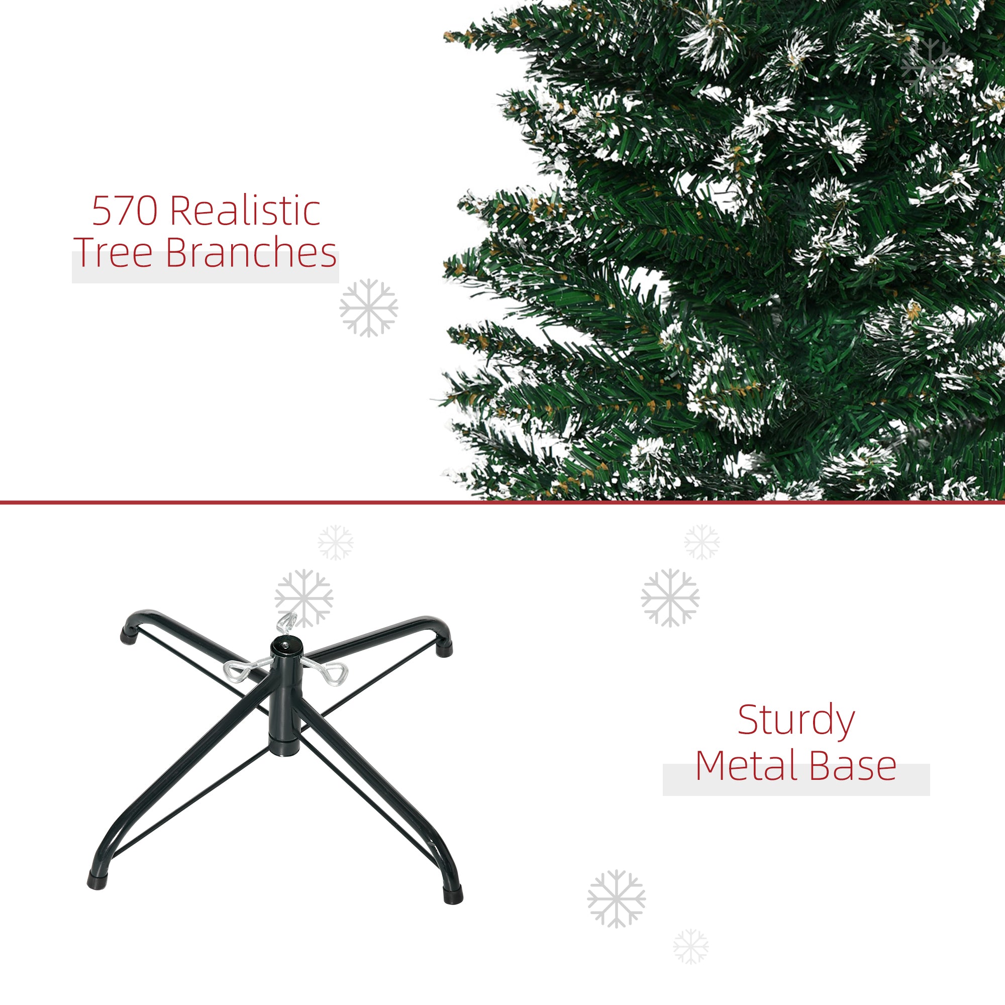 Kozy 6FT Artificial Snow Dipped Christmas Tree Xmas Pencil Tree Holiday Home Indoor Decoration with Foldable Black Stand, Green