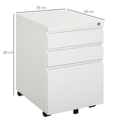 Kozy 3 Drawer Filling Cabinet, Mobile Metal File Cabinet with Anti-tilt Design for Letter, A4, Legal Size, White