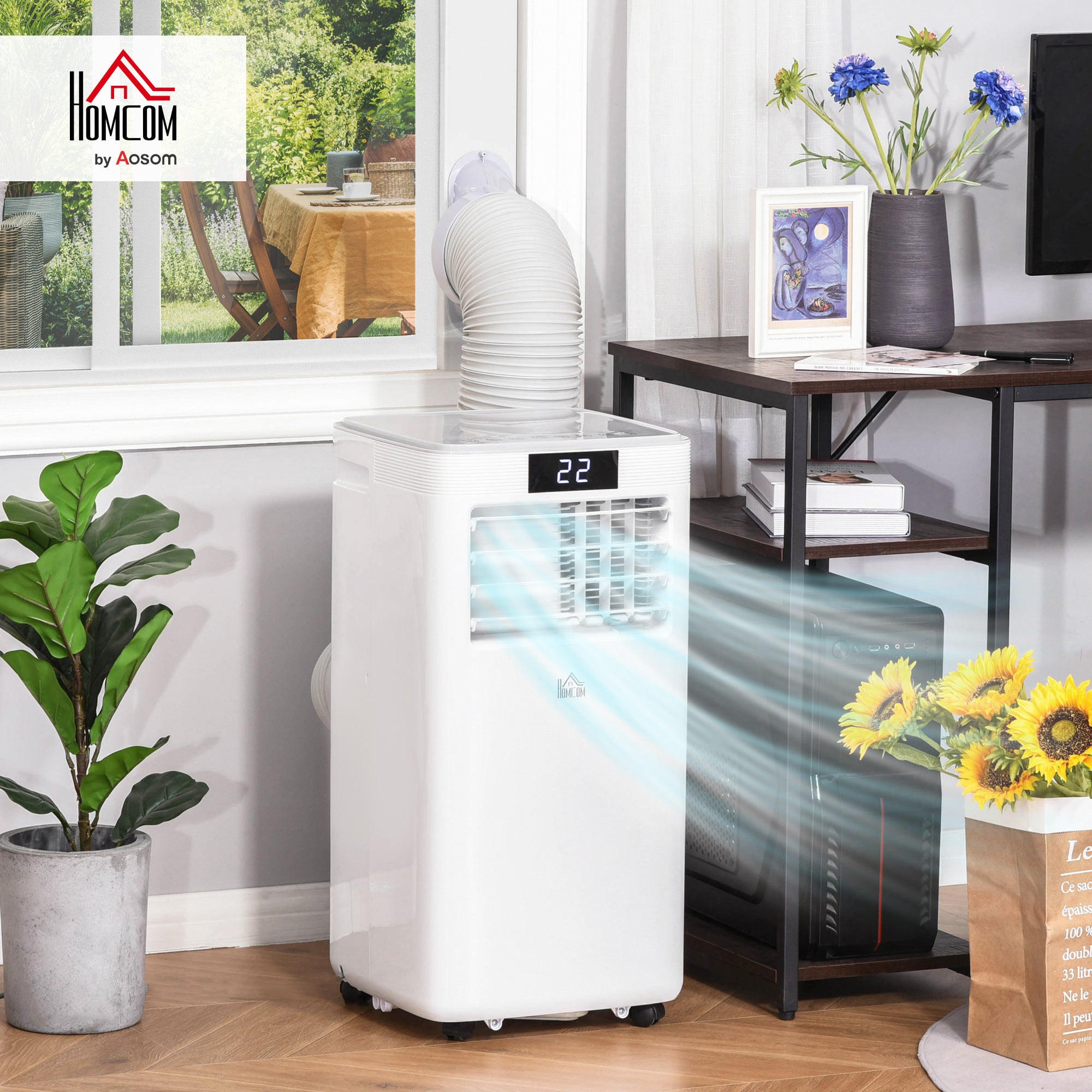 Kozy 8000 BTU Air Conditioning Unit, 3-in-1 Portable Air Conditioner, Dehumidifier, Cooling Fan with Remote Control, Digital Display, 2 Speeds, 24H Timer, Window Venting Kit, 18m²