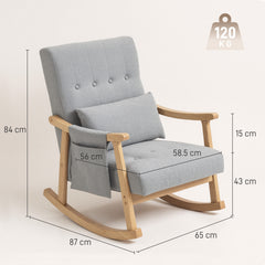 Kozy Wood Frame Rocking Accent Chair - Light Grey