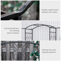 Outsunny Garden Metal Arch Arbour with Bench Love Seat Chair Outdoor Patio Rose Trellis Pergola Climbing Plant Archway Tubular