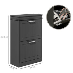 Kozy Two-Drawer Minimalistic 10-Shoe Cabinet - Black