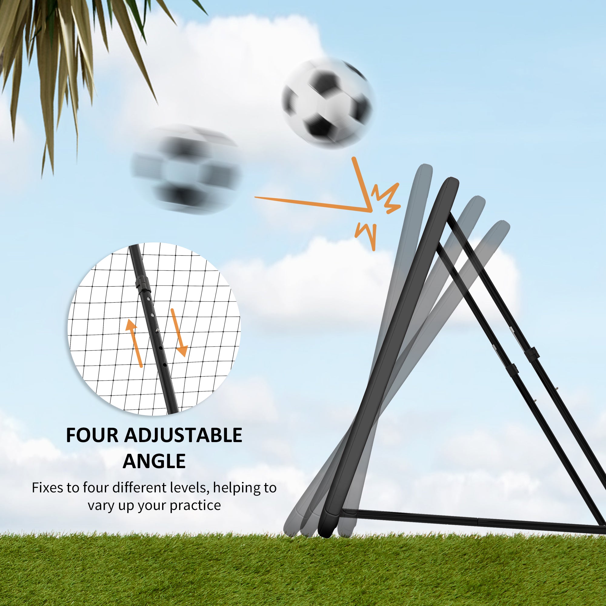 Kozy Football Training Net Target Goal, with Adjustable Angles - Black