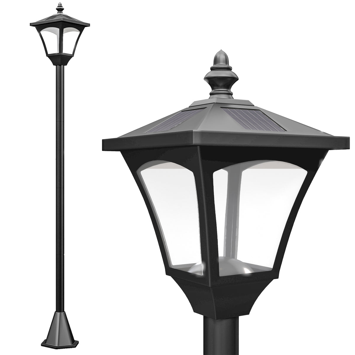 Kozy 1.2m Solar Powered Outdoor Lamp Post - Black