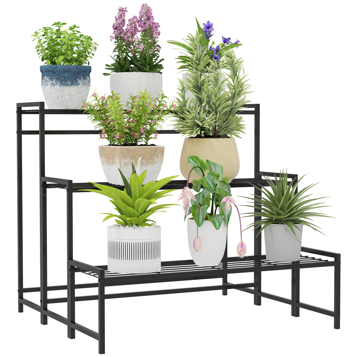 Kozy - Three-Tier Metal Plant Shelf - Black