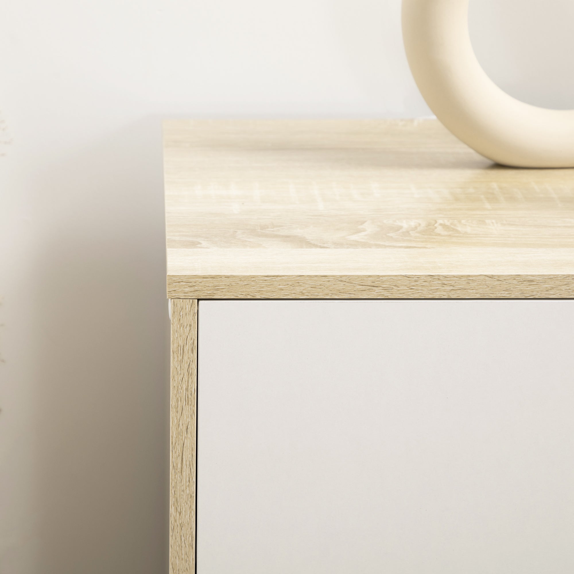 Kozy Bedroom Chest of Drawers, Wide 6-Drawer Dresser, Storage Drawer Unit with Wood Legs for Living Room, White and Light Brown