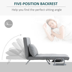 Kozy Suedette Adjustable Back Futon Sofa Chair - Grey
