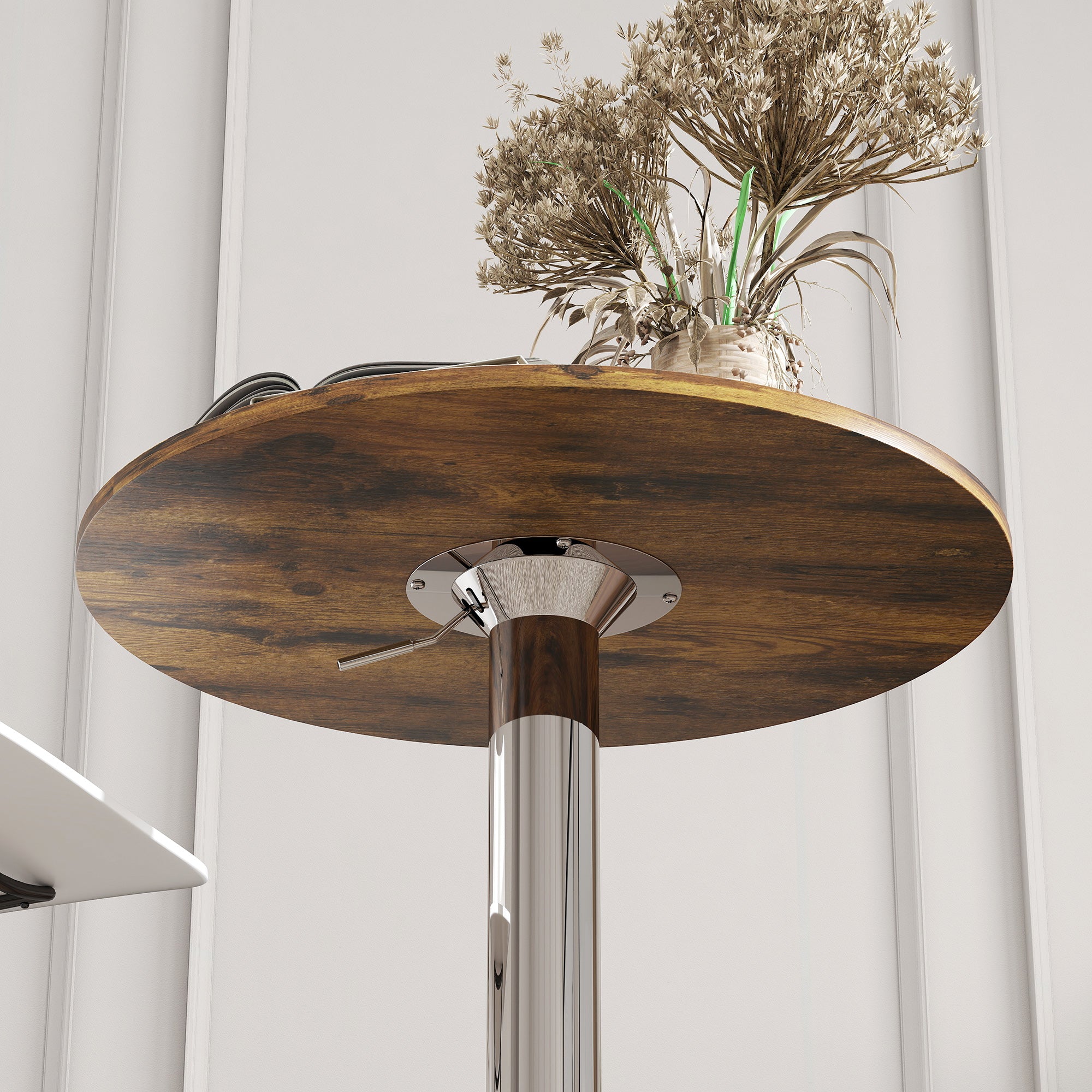 Kozy Round Bar Table, 360 Degree Swivel Counter Pub Table with Adjustable Height, for Kitchen, Cafe, Rustic Brown