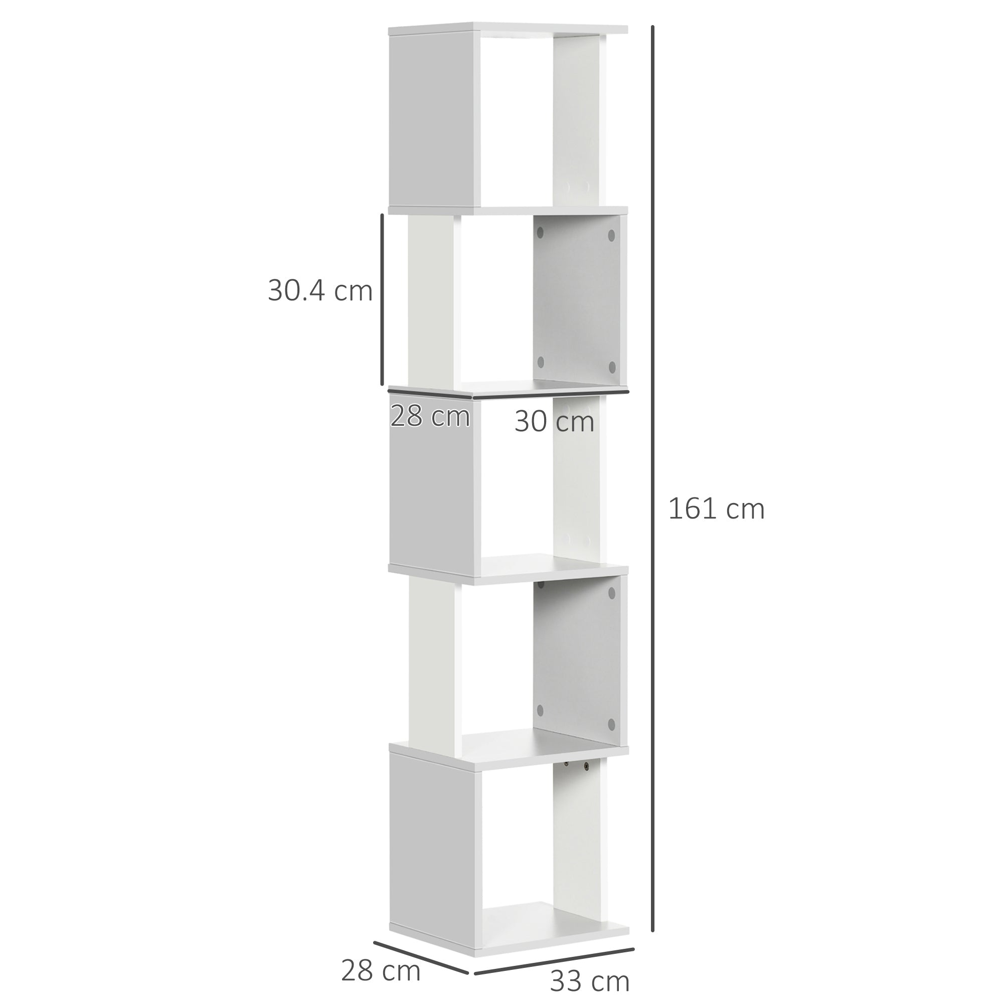 HOMCOM Modern 5-Tier Bookshelf, Freestanding Bookcase Storage Shelving for Living Room Home Office Study, Light Grey | Aosom UK