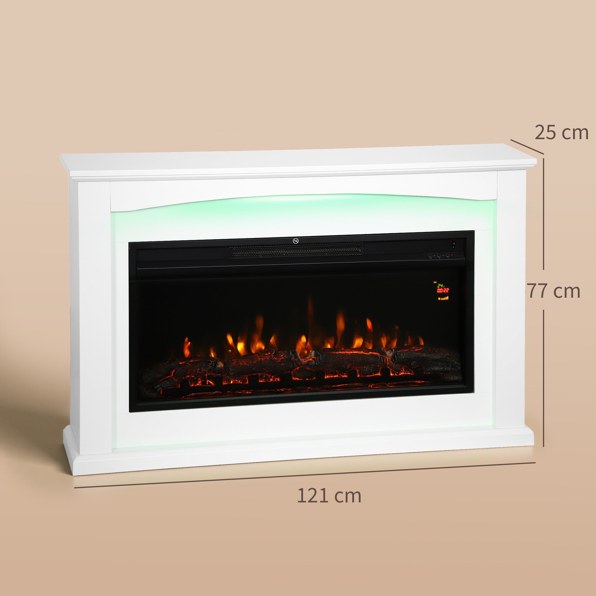 Kozy 2000W 5118 BTU Faux Flame Fireplace - White