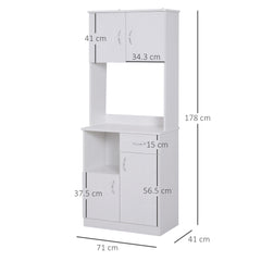 HOMCOM Kitchen Cupboard with Doors Cabinet Shelves Drawer Open Countertop Storage Cabinet for Living Room, Entrance, White