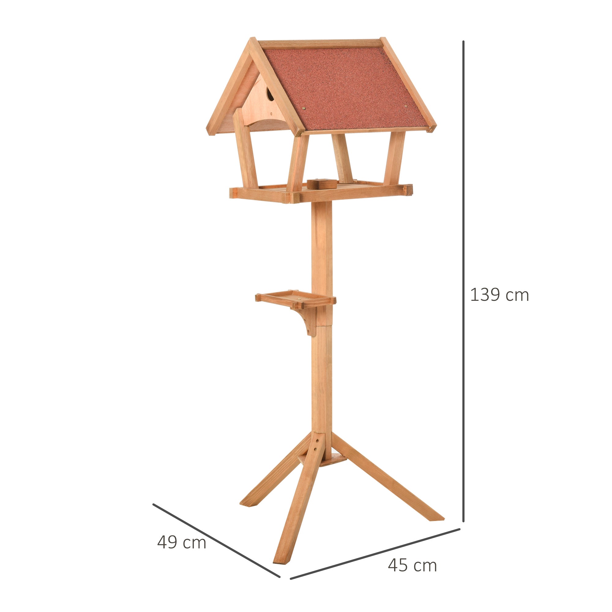 Kozy Wooden Bird Table Freestanding Feeding  Station for Garden Outside ,139H cm, Natural