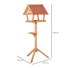 Kozy Wooden Bird Table Freestanding Feeding  Station for Garden Outside ,139H cm, Natural
