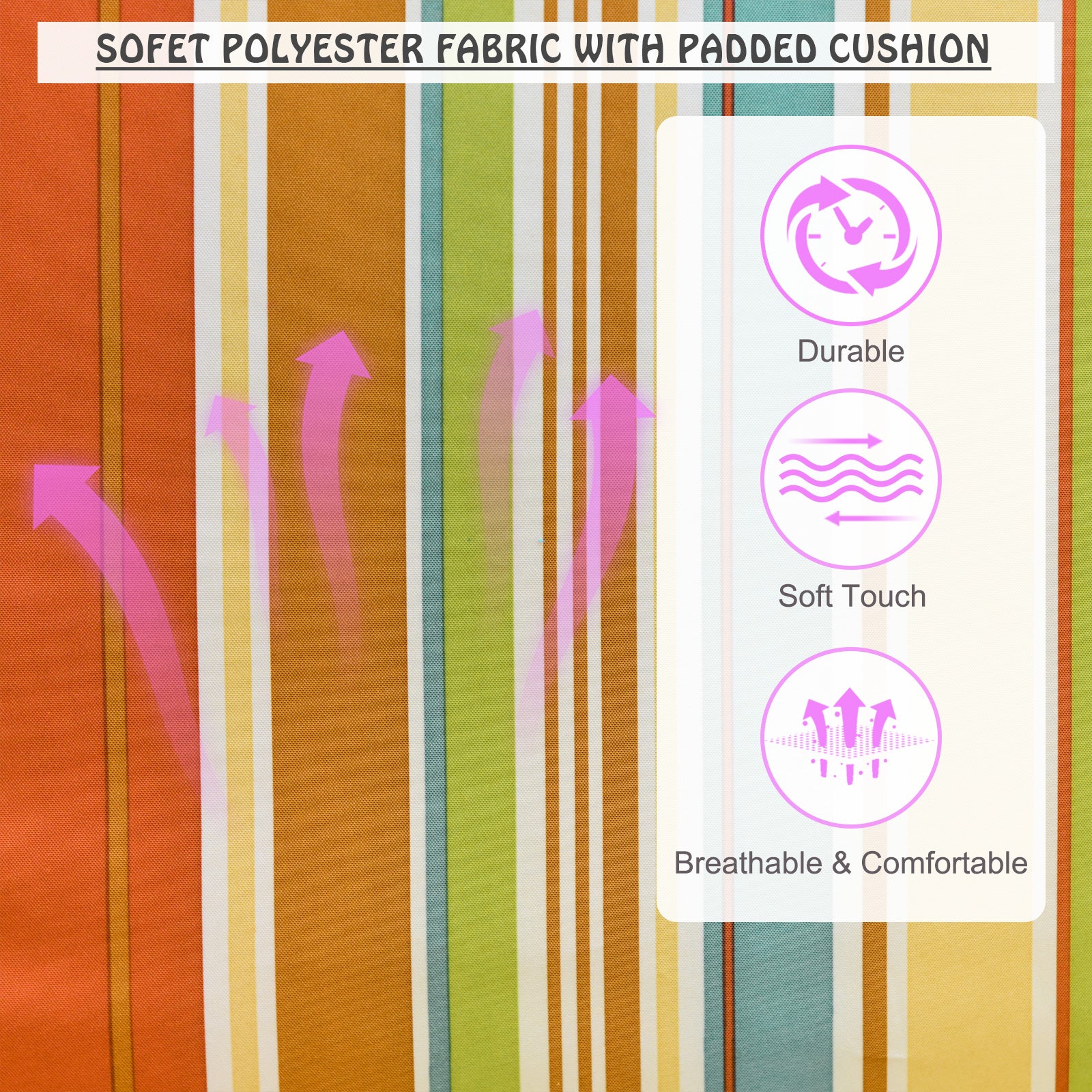 Kozy Hanging Hammock Chair Swing Chair Thick Rope Frame Safe Wide Seat Indoor Outdoor Home, Patio, Yard, Garde Spot Stylish Multi-Color Stripe