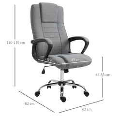 Vinsetto High Back Office Chair 360° Swivel Chair Adjustable Height Tilt Function Linen Deep Grey 62W x 62D x 110